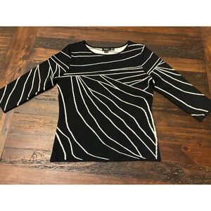 Peck and Peck Geometric Print 3/4 Sleeve Sweater, Women's Petite Medium